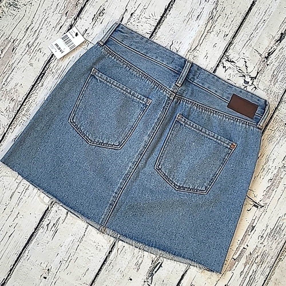 🆕️NWT Mavi Lindsay Raw Hem Light Wash Blue Denim Jean Skirt Womens Size Small - Picture 12 of 17